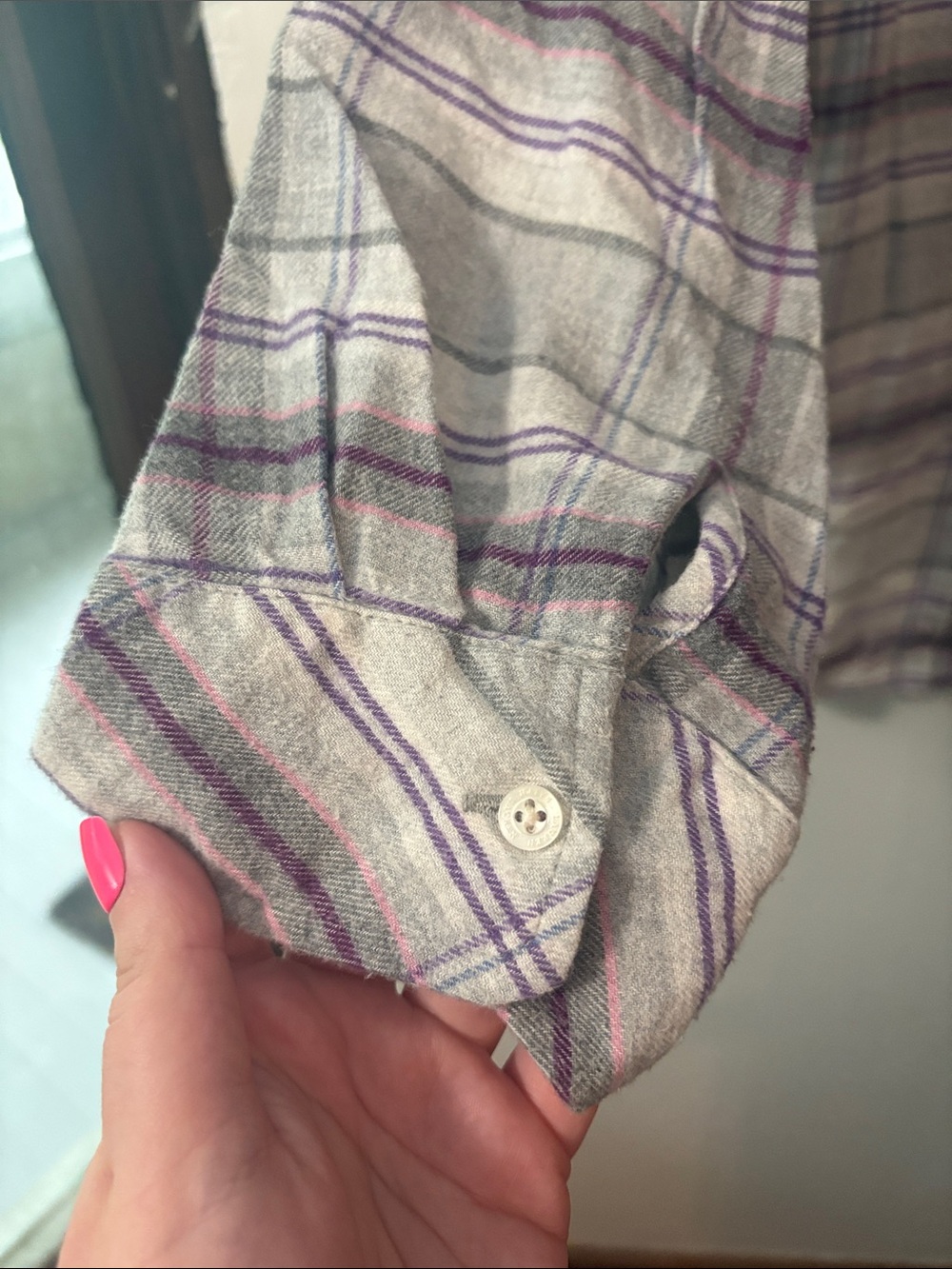 Ralph Lauren Light Gray and Purple Plaid Casual Button-Down Shirt - Picture 5 of 5